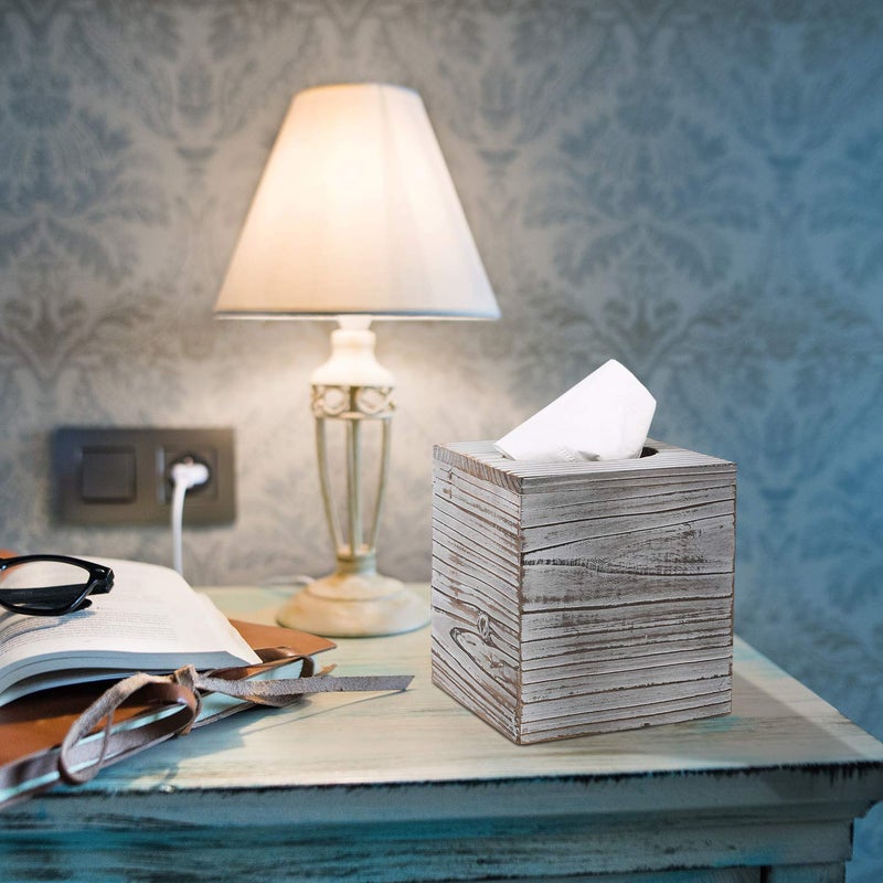 Hossejoy Square Tissue Box Cover with Slide-Out Bottom Panel. Perfect for Bathroom Vanity Countertops, Bedroom Dressers, Night Stands, Desks and Tables (Pack of 2) - Image 2